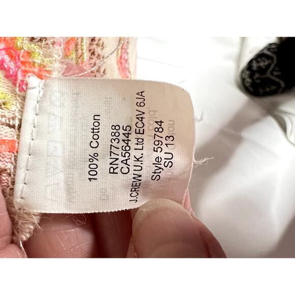 J.Crew size XS top pink/white  stripe embroidered aztec pattern Summery, hippie - Picture 7 of 8